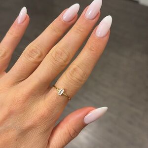 dainty gold ring cz stone pendant sterling silver